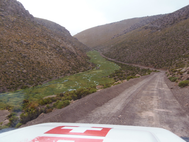 Fahrt durch Fluss- und Moorlandschaften auf dem Altiplano